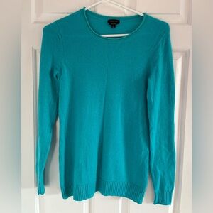 Talbots 100% Cashmere Vibrant Turquoise Blue Crew Neck Sweater X-Small